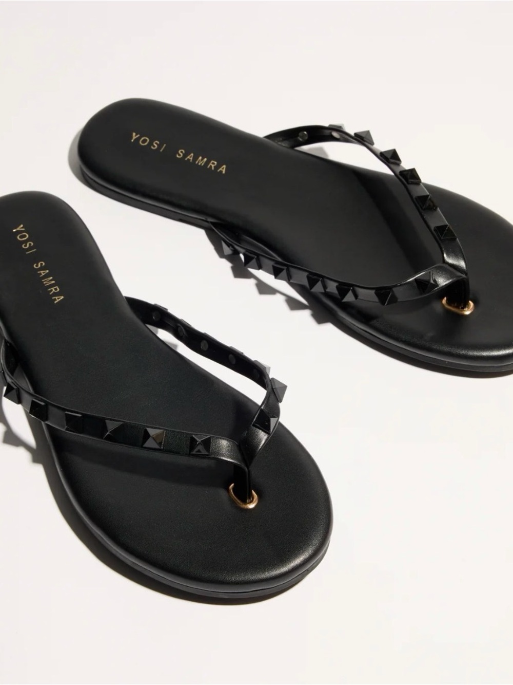 Yosi Samra Rivington Stud Flip Flop in Black/Black Size 8